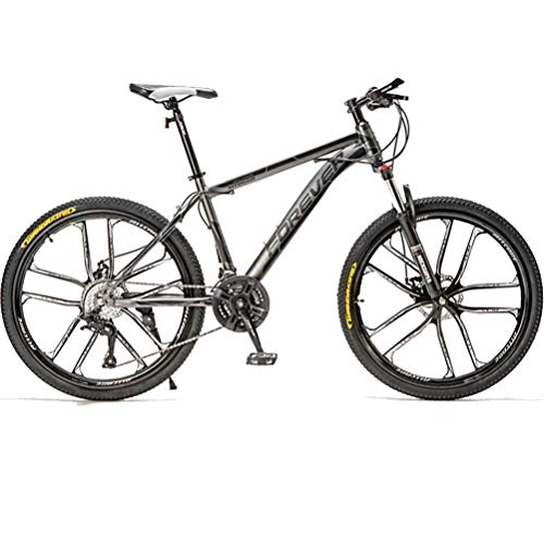 Mountain Bike : 24 / 26 / 27.5 Inch Wheels Carbon Steel Mountain Bike, 21 / 24 / 24 / 30 Speed Adult Speed Bike, Dual Disc Brake Hardtail Bike, gray, 26 Inch 21 Speed