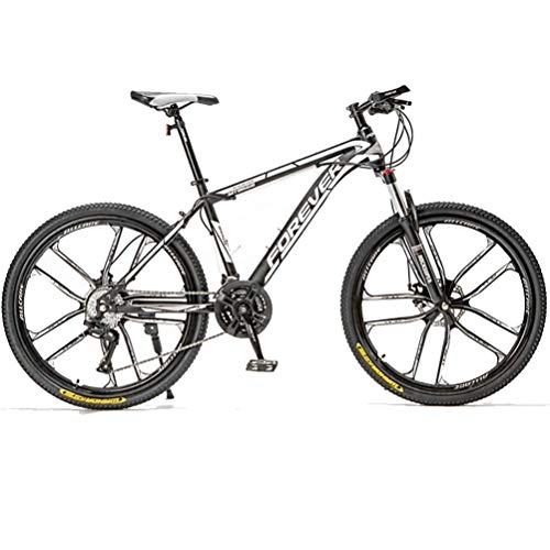 Mountain Bike : 24 / 26 / 27.5 Inch Wheels Carbon Steel Mountain Bike, 21 / 24 / 24 / 30 Speed Adult Speed Bike, Dual Disc Brake Hardtail Bike, white, 26 Inch 27 Speed