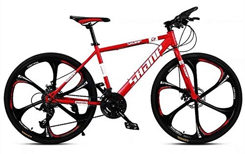 Mountain Bike : 24 / 26 Inch Adult Mountain Bicycle 30 Speed Road Bike High Carbon Steel Frame 6 Cutter Wheel MTB Bike Double Disc Brake Men And Women Various Sizes And Colors Select