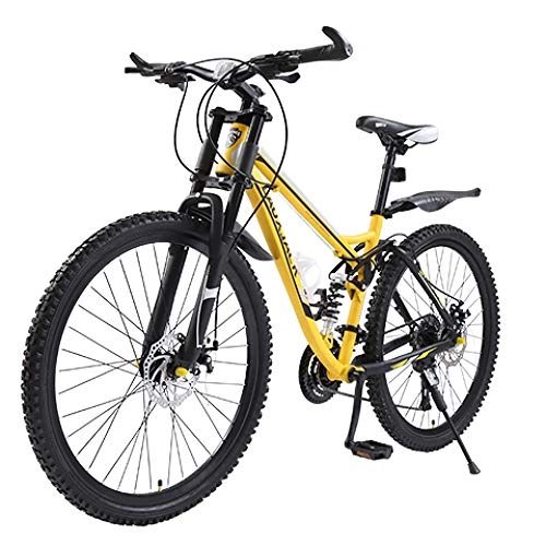 Mountain Bike : 24 / 26 Inch Mountain Bike Adult Men's And Women's Off-Road Speed Double Damping Disc Road Race, Yellow-26inch / 27speed