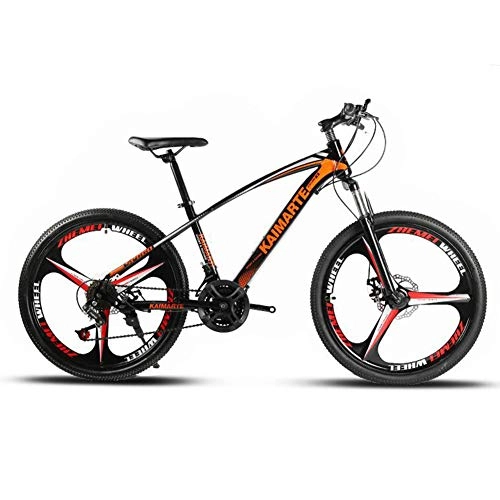Mountain Bike : 24, 26 Inch Mountain Bike, Dual Disc Brake Hard Tail Suspension, Adjustable Seat, High Carbon Steel Frame, 21, 24 / 27 Speed, Suitable for Men And Women Office Workers, 24 inches, 21 speed