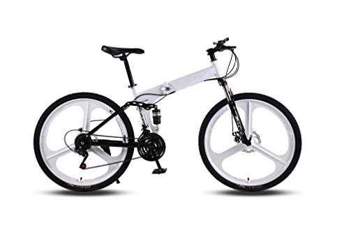 Mountain Bike : 24 / 26 Inch Wheel Bike, Mountain Cycling Bicycle with 3 Cutter Wheel, 24-Speed, White, 26 inches