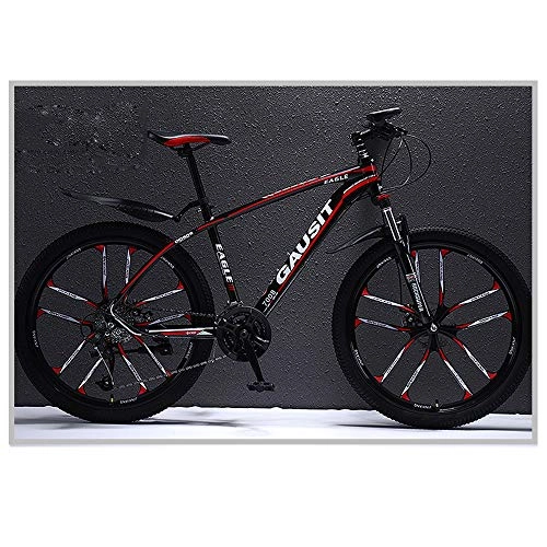 Mountain Bike : 24 Inch / 26 Inch Mountain Bike For Adults, 24 Speed Ultra-Light Aluminum Alloy Mountain Bicycle, Black Red, For Young Male And Female Students