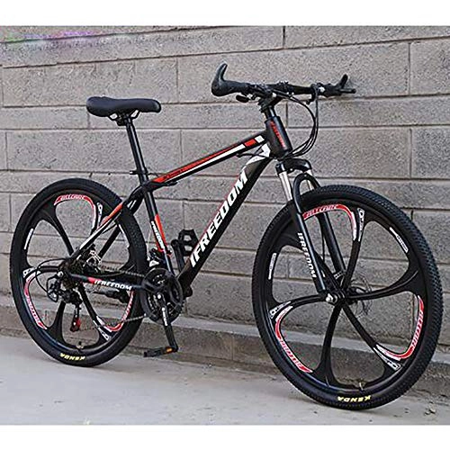 Mountain Bike : 24 Inch 30 Speed Adult Mountain Bike High Carbon Steel Full Suspension Frame Bicycles Gears Dual Disc Brakes Mountain Outroad Bicycle For Office Workers Students Commuting, black red, 24 inch 30 speed