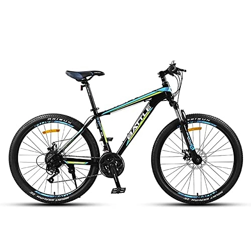 Mountain Bike : 24 Inch Mountain Bike with High Carbon Steel Frame and Double Disc Brake, 24 Speed Mountain Bike with Suspension Fork, Mens / Womens Hardtail Mountain Bicycle for Adults