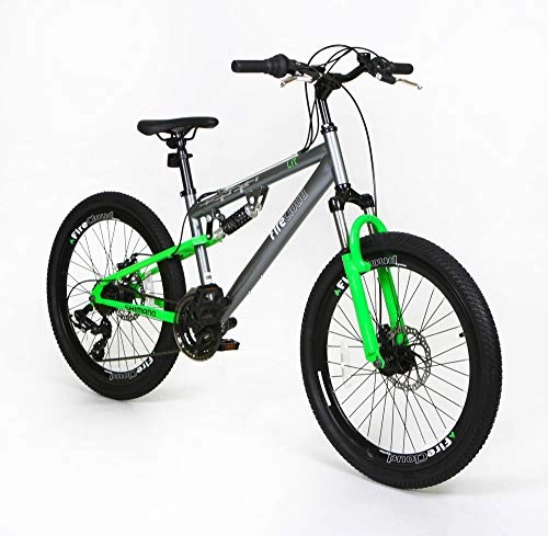 Mountain Bike : 24" LIT Boys Kids BIKE - Adult FireCloud DISC Bicycle in GREEN (Dual Sus)