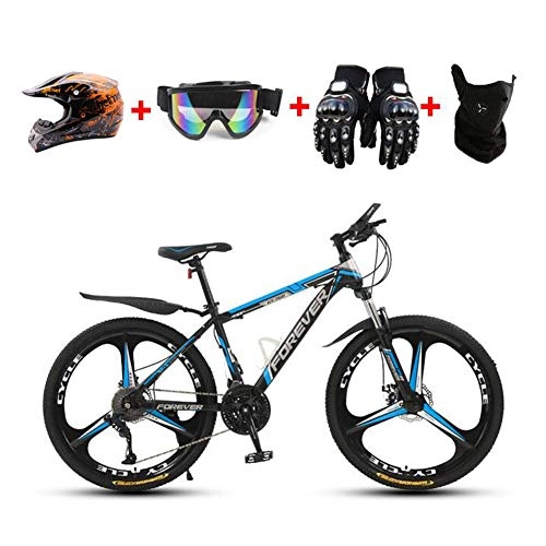 Mountain Bike : 24" Mountain Bike Bicycle for Adults Men And Women Safety, High-Carbon Steel Frame MTB Bikes, Full Suspension, Aluminum Alloy Wheels, Outdoor Cycling Travel, Blue, 21 Speed