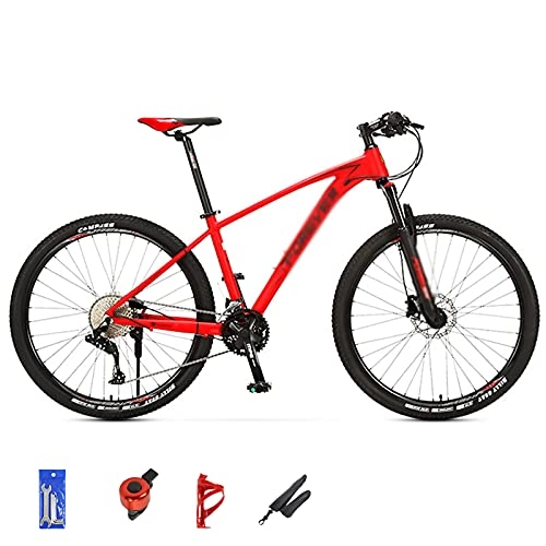 Mountain Bike : 26 / 27.5 / 29 Inches Wheels Mountain Bike Aluminum Shimano 33 Speeds With Lock-Out Suspension Fork Disc Brake City Commuter Comfort Bike, Gray / Red red-27.5inches