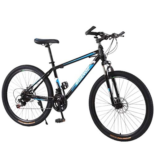 Mountain Bike : 26 in / 27.5 in mountain bike ~ 21-speed dual-disc brake variable speed bicycle, Bold shock-absorbing front fork, youth sports bike (Color : Blue, Size : 26in)