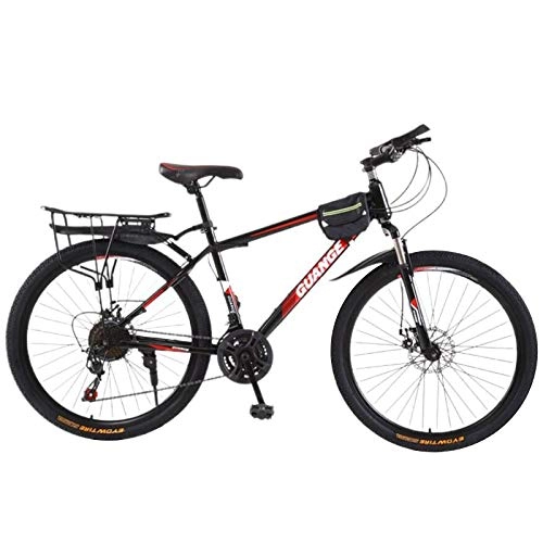 Mountain Bike : 26 in / 27.5 in mountain bike ~ 21-speed dual-disc brake variable speed bicycle, Bold shock-absorbing front fork, youth sports bike (Color : Red, Size : 27.5in)