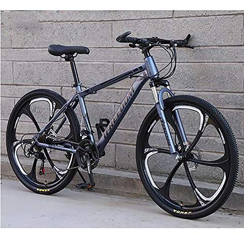Mountain Bike : 26 Inch 27 Speed Adult Mountain Bike High Carbon Steel Full Suspension Frame Bicycles Gears Dual Disc Brakes Mountain Outroad Bicycle for Office Workers Students Commuting, dark gray, 26 inch 27 speed