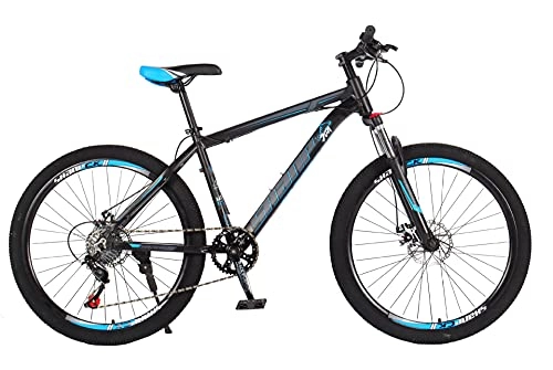 Mountain Bike : 26-Inch Adult Mountain Bike, 7 / 8 / 9 / 10 Speed High-End Mountain Bike, Dual Disc Brakes, Multi-Color Optional, Blue, 10 speed