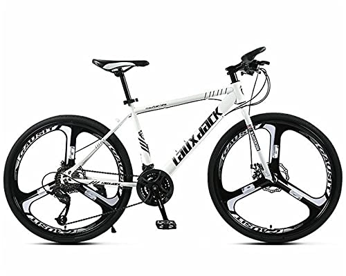 Mountain Bike : 26 Inch Carbon Steel Bike Bicycle Full Suspension Double Disc Brake Single Speed Men And Women Adult Mountain Bike, White
