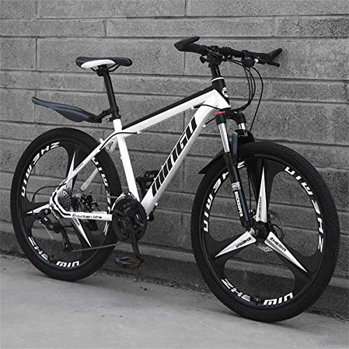 Mountain Bike : 26 Inch Men's Mountain Bikes Black and White, High-carbon Steel Hardtail Mountain Bike, Mountain Bicycle with Front Suspension Adjustable Seat, white