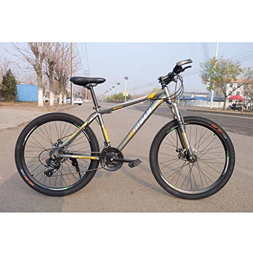 Mountain Bike : 26 Inch Mountain Bike 27 Speed Oil Brake Road Bike Aluminum Alloy Frame, Front Fork with Lock Function, Yellow
