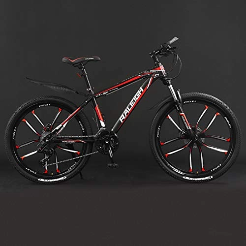 Mountain Bike : 26 Inch Mountain Bike Bicycle, Aluminum Alloy Frame, Double Disc Brake, 21 / 24 / 27 / 30 Speed, 10 Cutter Wheel, C, 24