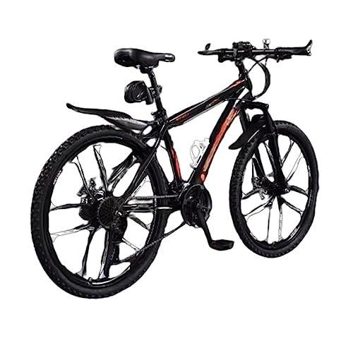 Mountain Bike : 26-inch Mountain Bike, Dual Disc Brakes, All-terrain, Suitable for Men and Women with a Height Of 155-185 CM (black red 24 speed)
