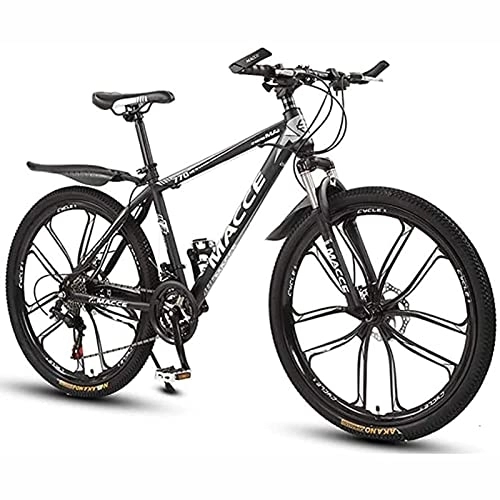 Mountain Bike : 26 Inch Mountain Bike for Adult Mens Womens Bicycle MTB 21 / 24 / 27 Speeds Lightweight Carbon Steel Frame with Front Suspension, Black, 27 Speed