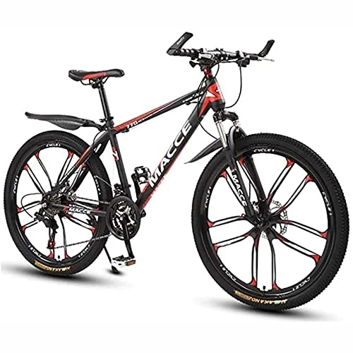 Mountain Bike : 26 Inch Mountain Bike for Adult Mens Womens Bicycle MTB 21 / 24 / 27 Speeds Lightweight Carbon Steel Frame with Front Suspension, Red, 27 Speed