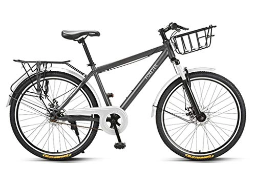 Mountain Bike : 26 Inch Mountain Bike High Carbon Steel Frame Comes With Rear Shelf And Binding Belt And Basket For City Cycling Off-road Bicycle B