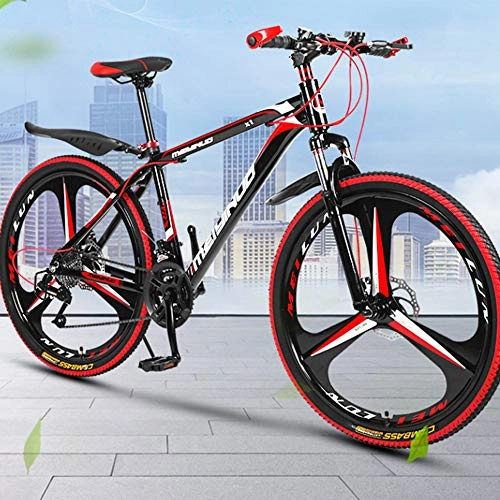 Mountain Bike : 26 Inch Mountain Bikes, 21 / 24 / 27 Speed Aluminum Alloy Super Light Bicycle, Black Red, For Men Women Adult Student