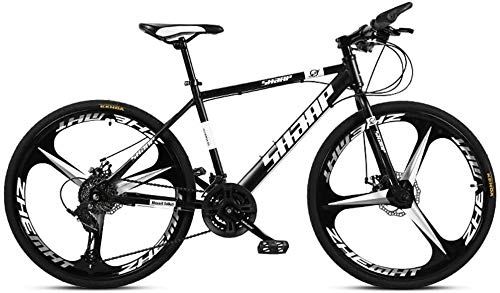 Mountain Bike : 26 Inch Mountain Bikes, High Carbon Steel Double Disc Brake Frame Bikes, Beach Snowmobile Bikes, Aluminum Alloy Wheels, 21 / 24 / 27 / 30speed (Color : Black, Size : 26 inch 27 speed)