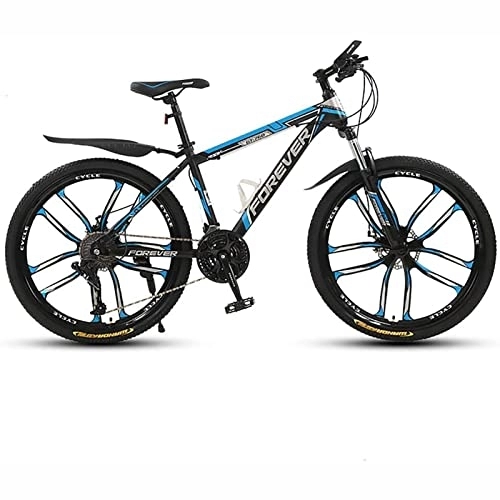 Mountain Bike : 26-Inch Mountain Trail Bike for Men Women Adult 21 / 24 / 27 / 30 Speeds Drivetrain Mountain Bike High Carbon Steel Bicycles, Blue, 30 speed