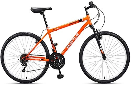 Mountain Bike : 26 Inch Road Bike, 18 Speed Adult High-carbon Steel Frame Road Bicycle, City Commuter Bicycle with Damping Front fork, Perfect for Road Or Dirt Trail Touring (Color : Orange)