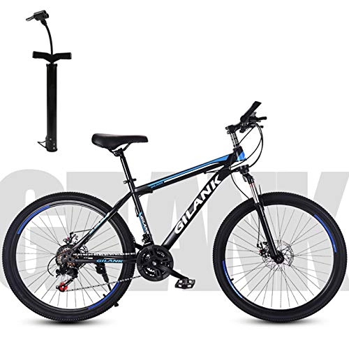 Mountain Bike : 26 Inch Road Mountain Bike / bicycles, adult Variable Speed Bicycle, High Carbon Steel Frame, 21speed Disc Brakes Front and Rear For Commuting City Track Riding, Blue