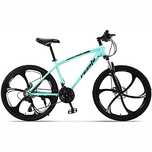 Mountain Bike : 26 Inches Adult Mountain Bike for Men and Women, High-Carbon Steel Frame Bikes 21-30 Speed Wheels Gearshift Front and Rear Disc Brakes Bicycle, Green, 30 Speed