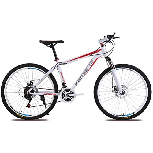 Mountain Bike : 26 Inches Mountain Bike 21 Speed Carbon Steel Frame Spoke Wheels Dual Suspension Mountain Bike, Red