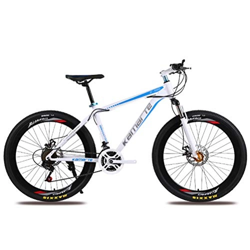 Mountain Bike : 26 Inches Mountain Bike 21 Speed Wheels Dual Suspension Bicycle Disc Brakes Carbon Steel Frame, Blue
