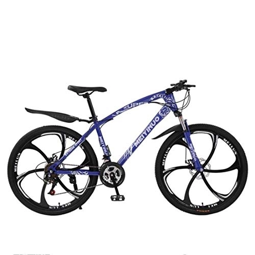 Mountain Bike : 26" Mountain Bike, Hardtail Bicycles, Carbon Steel Frame, Dual Disc Brake and Front Suspension (Color : Blue, Size : 21 Speed)