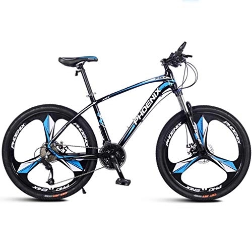 Mountain Bike : 26" Mountain Bikes, Lightweight Aluminium Alloy Frame Bicycles, Dual Disc Brake and Locking Front Suspension, 27 Speed (Color : Black+Blue)