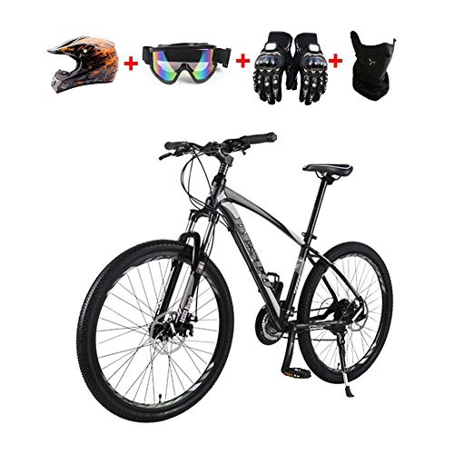 Mountain Bike : 26" Safety Mountain Bike Bicycle for Adults Men And Women, High-Carbon Steel Frame MTB Bikes, Full Suspension, Aluminum Alloy Wheels, Suitable for Traveling in The Wild City