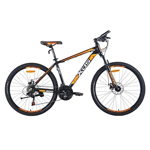 Mountain Bike : 26inch Mountain Bike, Aluminium Alloy Frame Bicycles, Double Disc Brake and Front Suspension, 21 Speed (Color : Black+orange)