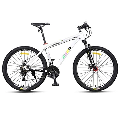 Mountain Bike : 26inch Mountain Bike, Aluminium Alloy Frame Bicycles, Double Disc Brake and Front Suspension, 26inch Spoke Wheel, 21 Speed (Color : White)