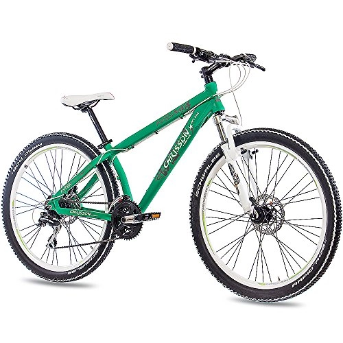 Mountain Bike : 26inch MTB Mountain Dirt Bike Bicycle CHRISSON Rubby Unisex with 24g Shimano 2XDISK Green Matt Aluminium