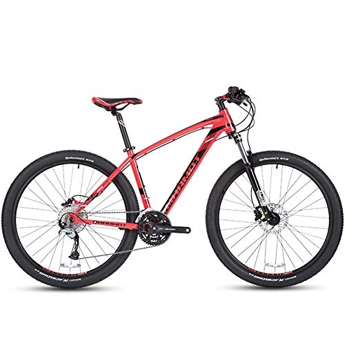 Mountain Bike : 27-Speed Mountain Bikes, Men's Aluminum 27.5 Inch Hardtail Mountain Bike, All Terrain Bicycle with Dual Disc Brake, Adjustable Seat, Red FDWFN