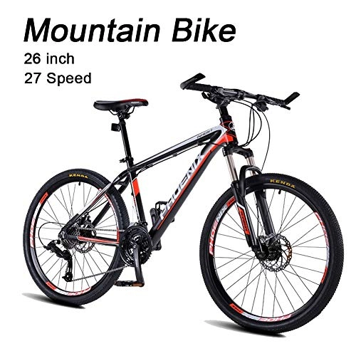 Mountain Bike : 27 Speed Mountain Tial Bike Lightweight Aluminum Alloy Frame Mechanical Dual Disc Brake Adjustable Seat Spoke Wheel Lockable Front Fork Male And Female Outdoor Fitness ( Color : Red , Size : 26 inch )