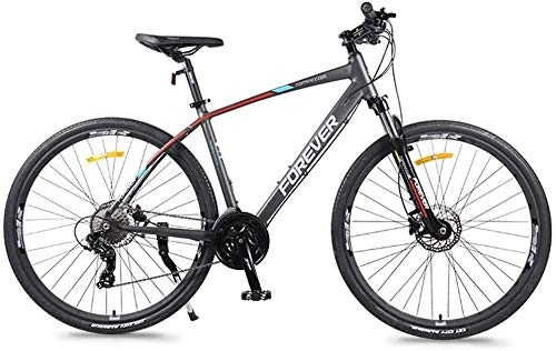 Mountain Bike : 27 Speed Road Bike, Hydraulic Disc Brake, Quick Release, Lightweight Aluminium Road Bicycle, Men Women City Commuter Bicycle, Black (Color : Grey)