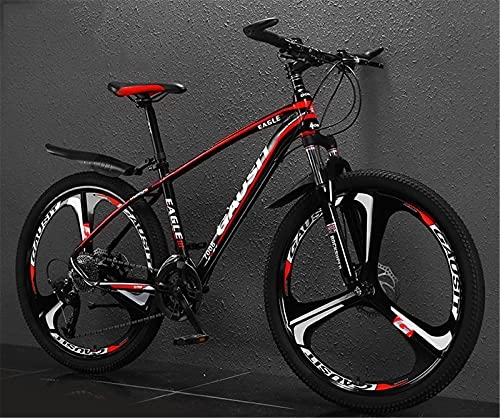 Mountain Bike : 3 Pieces of One-Piece Tires 26 Inch 21 / 24 / 27 / 30 Speed Aluminum Alloy Mountain Bike Full Suspension Mountain Bike Men's And Women's Bicycles, Red, 30 speed
