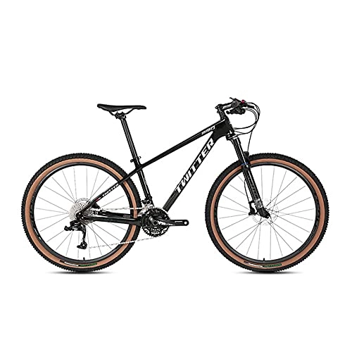 Mountain Bike : 30 Speed Mountain Bike, 27.5 / 29 Inch MTB Carbon Fiber Mountain Bicycle Lightweight Aluminum Alloy Handle, 2.25 Extra Wide Tires Black-27.5x15inch
