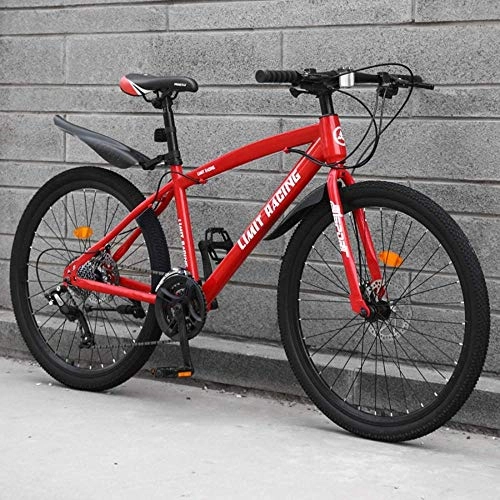 Mountain Bike : Abrahmliy 26 Inch Mountain Bike Road Racing All Terrain Mountain Bicycle with Double Disc Brake High Carbon Steel Hard Tail Frame Adult-Red_24 speed