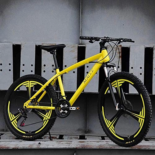 Mountain Bike : Abrahmliy Mountain Bike Adult Road Bike 27 Speed Ultra-Light Bicycle With High-Carbon Steel Frame And Lockable Front Fork Front And Rear Disc Mechanical Brake for Men And Women Blue-Yellow
