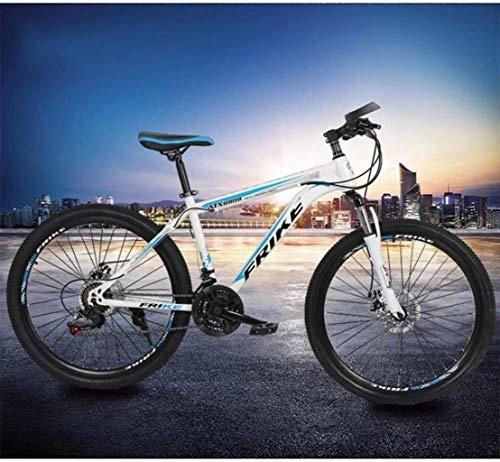 Mountain Bike : Adult-bcycles BMX 26 Inches Wheel Front Suspension Mens Mountain Bike High Carbon Steel Frame 21 / 24 / 27 Speed Mechanical Disc Brakes (Color : Blue, Size : 24 inches)