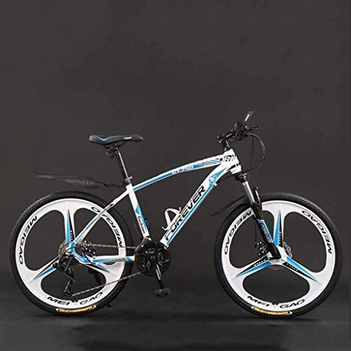 Mountain Bike : Adult-bcycles BMX Bicycle, 24 Inch 21 / 24 / 27 / 30 Speed Mountain Bikes, Hard Tail Mountain Bicycle, Lightweight Bicycle With Adjustable Seat, Double Disc Brake ( Color : White blue , Size : 30 Speed )