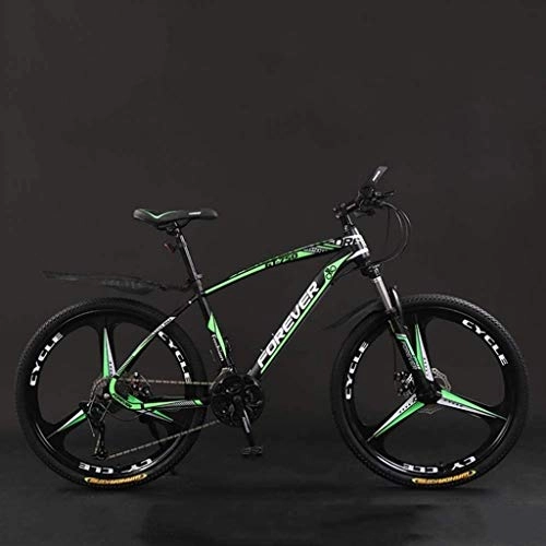 Mountain Bike : Adult-bcycles BMX Bicycle, 26 Inch 21 / 24 / 27 / 30 Speed Mountain Bikes, Hard Tail Mountain Bicycle, Lightweight Bicycle With Adjustable Seat, Double Disc Brake ( Color : Black green , Size : 24 Speed )