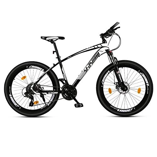 Mountain Bike : Adult Bicycle Cross Country Mountain Bike 21-30 Transmission System 27.5" Aluminum Alloy Wheel Carbon Steel Frame Front and Rear Disc Brake Red@Spoke black and white_27.5 inch 27 speed