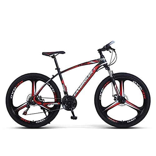 Mountain Bike : Adult Car Bicycle, Mountain Bike Ionic Carbon, Shock Absorbing Double Disc Brake, Speed Student Car-Black Red Three Knife Wheel_24-Inch 21 Speed，Mountain Bike